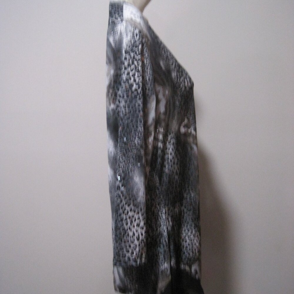 Brittany Black Womens Gray 3/4 Sleeve Animal Print Shirt Sparkle Dots Size Large - Picture 6 of 7